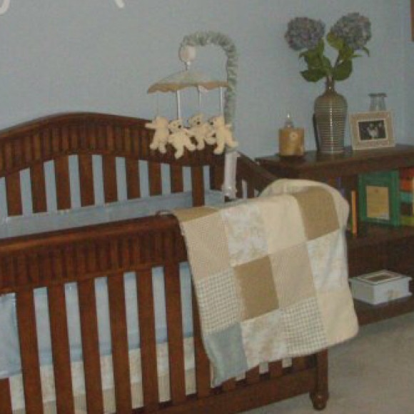 Baby patchwork Toile blanket, crib skirt 3 valance - Picture 6 of 8